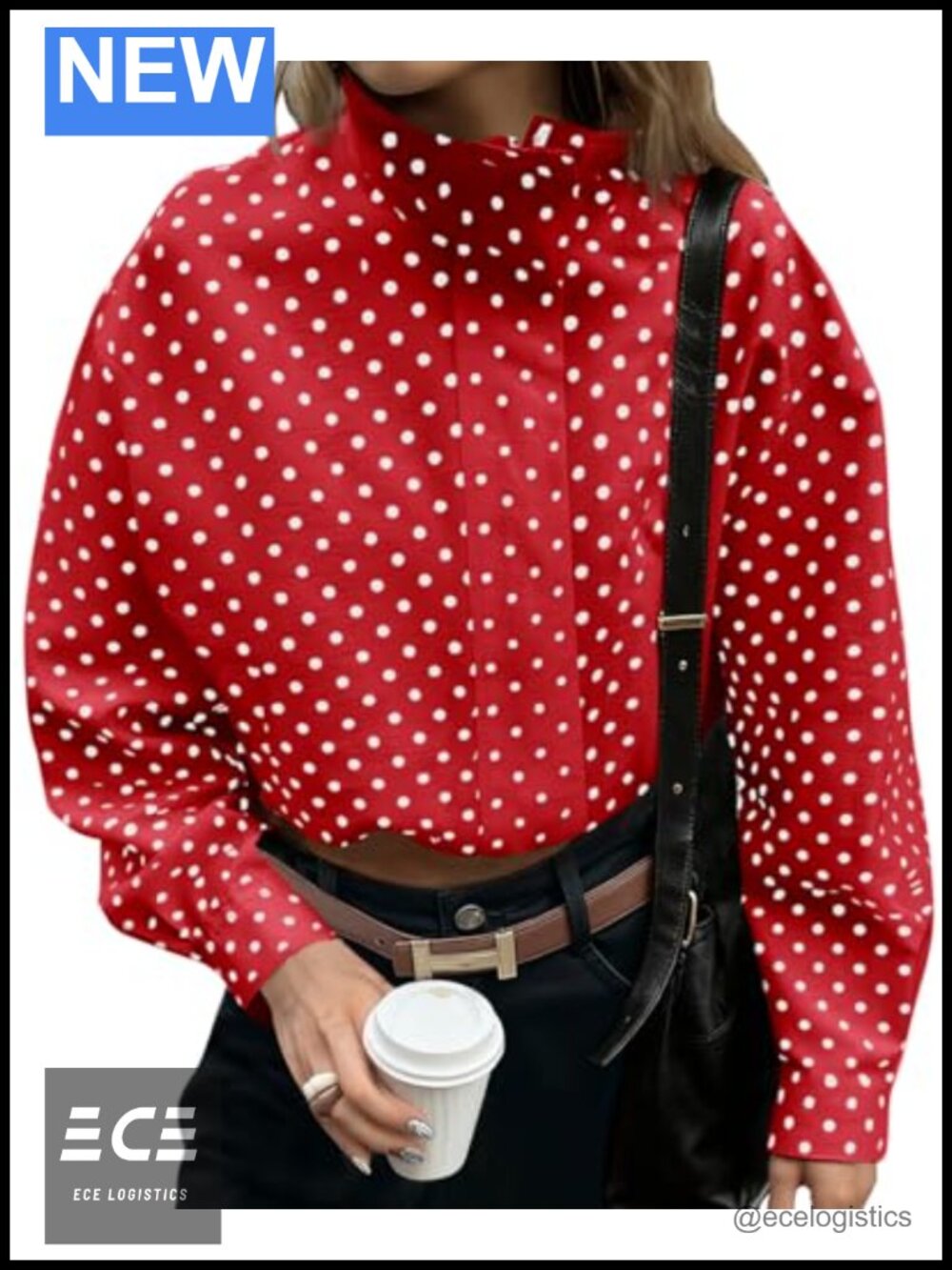 Polka Dot Zip Up Cropped Jacket Oversized Long Sleeve Casual Streetwear